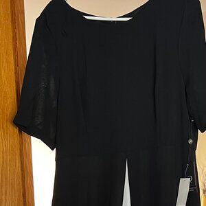 Adrianna Papell Crepe Overlay Jumpsuit in black and ivory - Size 20